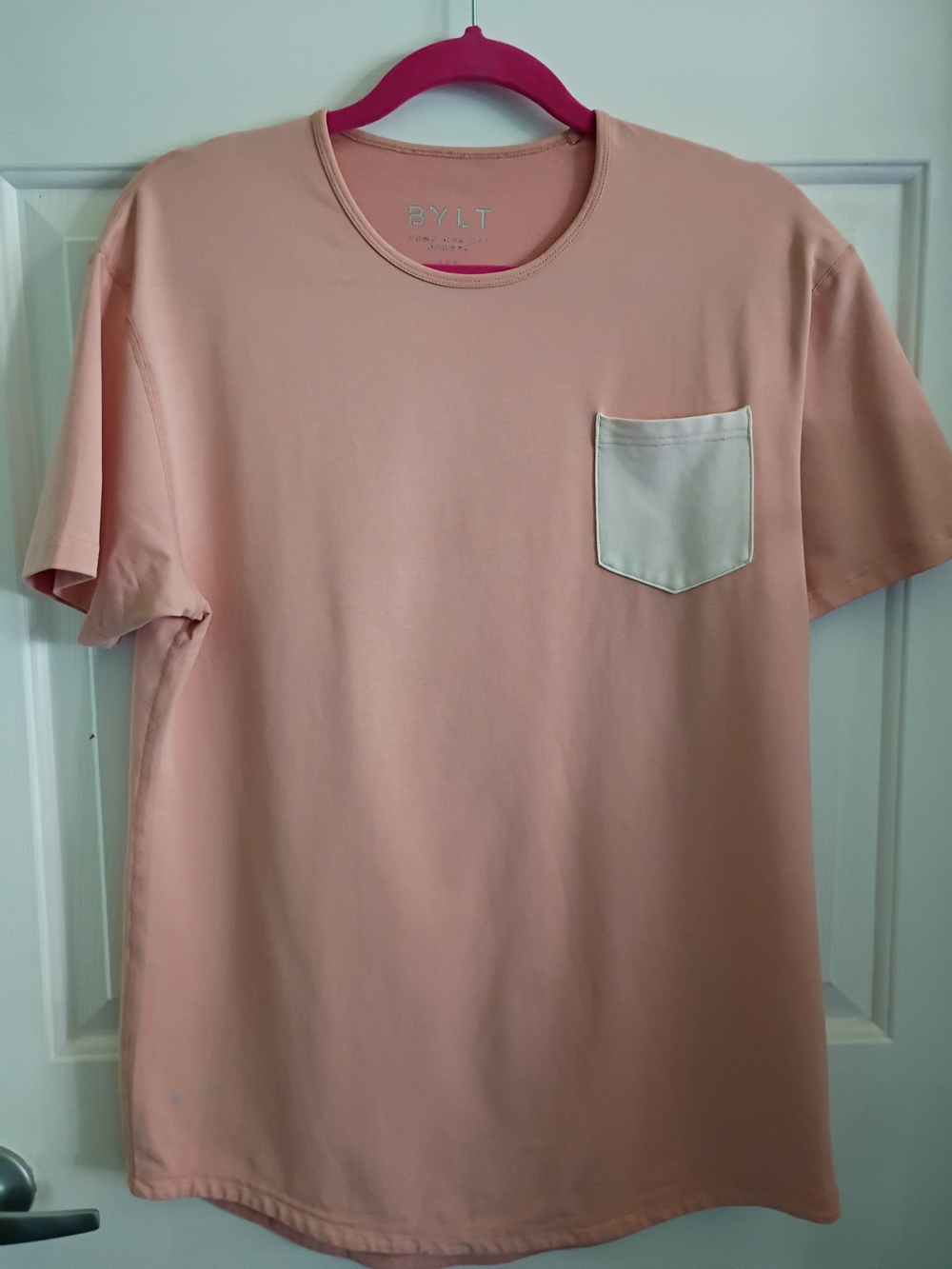 Men’s Peach Crewneck Pocket T-Shirt. BYLT